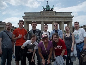 Students at the Brandenburg Gate in Berlin