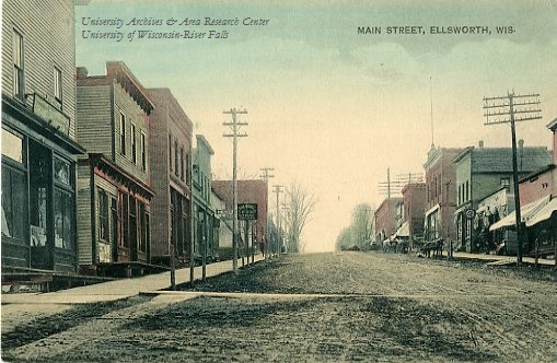 Main Street, Ellsworth, Wisconsin, ca. 1910