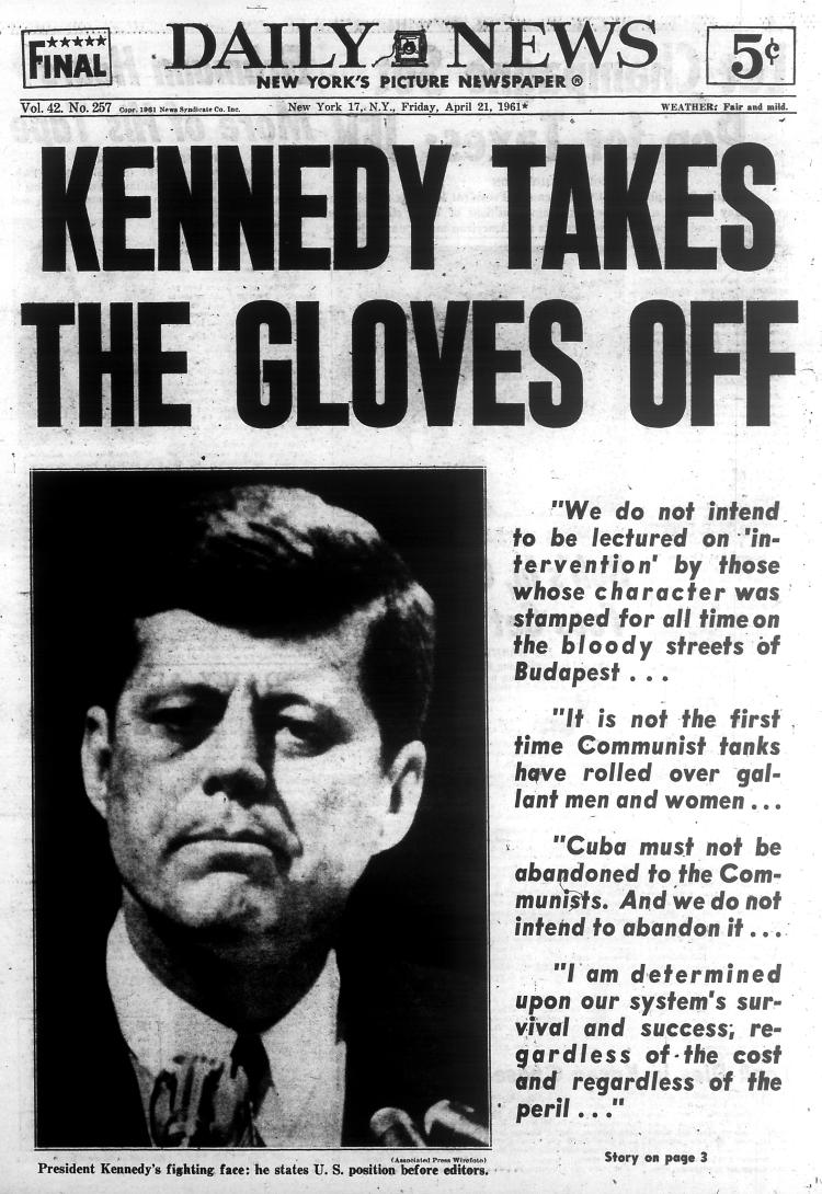 Bay of Pigs front page, April 21, 1961, NY Daily News