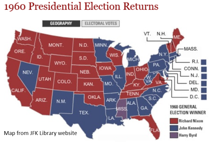 1960 Presidential Election Returns map