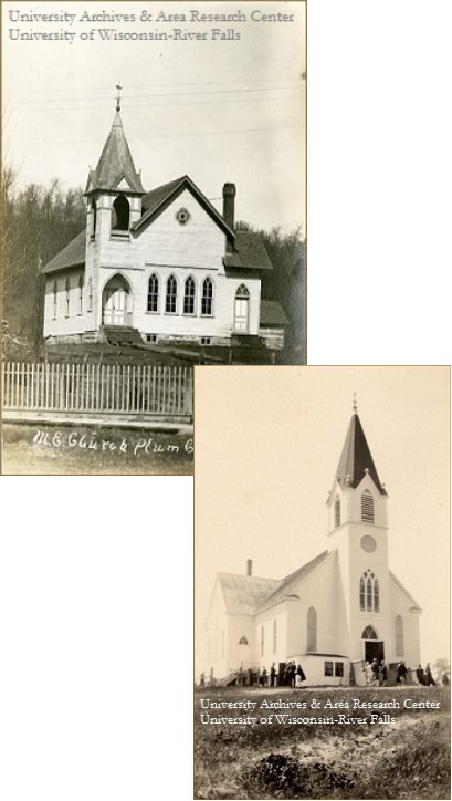 Image of two rural churches in Pierce County