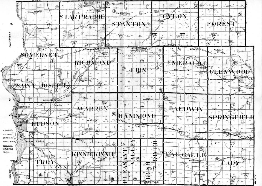 St Croix County 1938 map