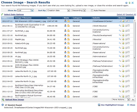 Image: Search Results List