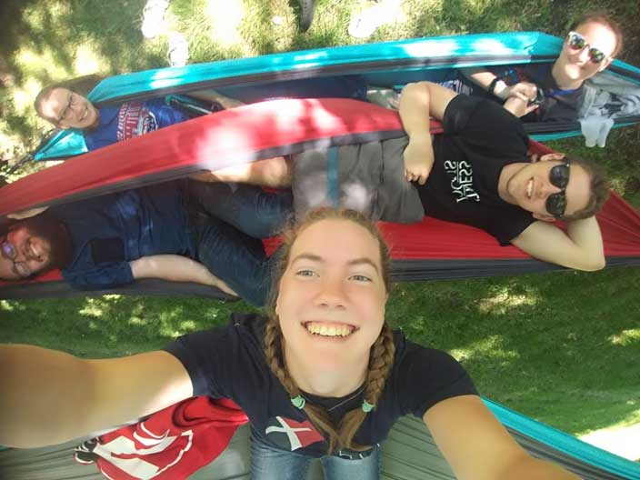 Students in hammocks