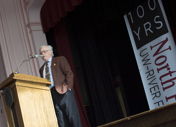 UWRF History Professor Kurt Leichtle speaking during the opening program at the SIE event February 4, 2014