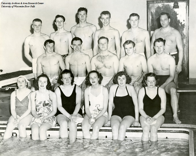 Life Saving classes were held in the North Hall pool, this one from the 1947-48 school year