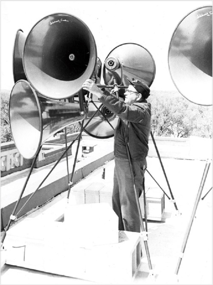 Carillon speaker installation, 1968