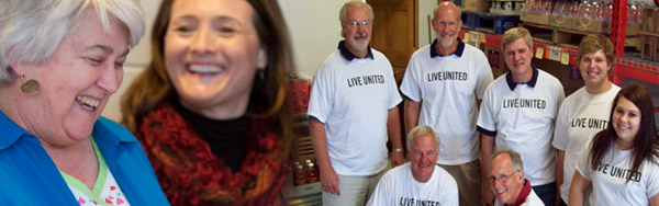 Laughing People. People wearing Live United T-Shirts