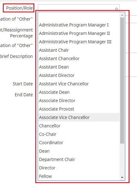 3. Select the Position/Role