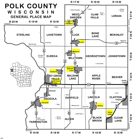 Villages in Polk County with newspapers