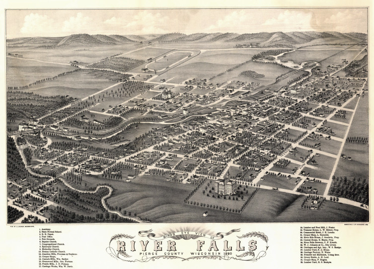 River Falls birds eye 1880