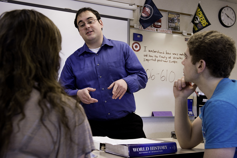 History student teacher in action at River Falls High School