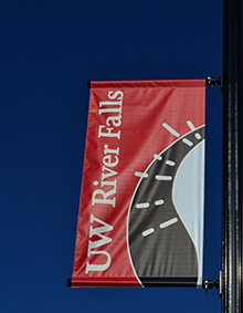 UWRF banner on blue sky
