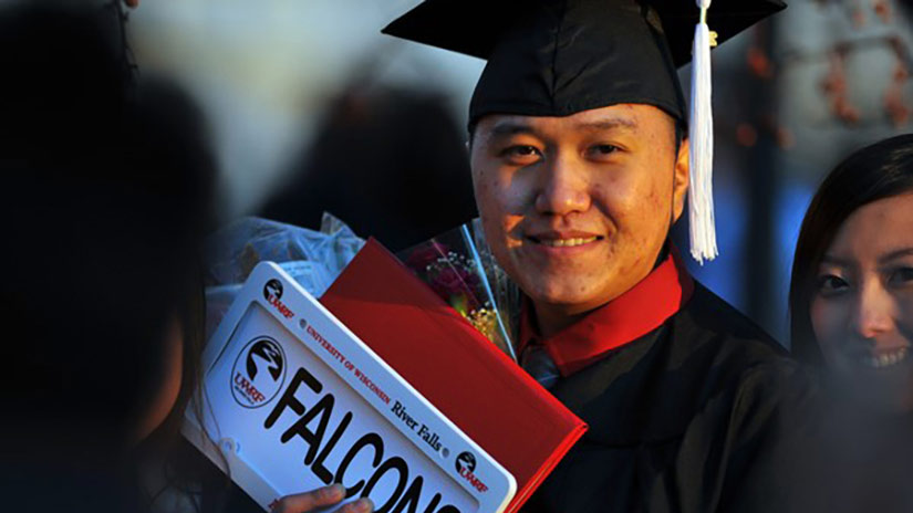 Student in cap and gown