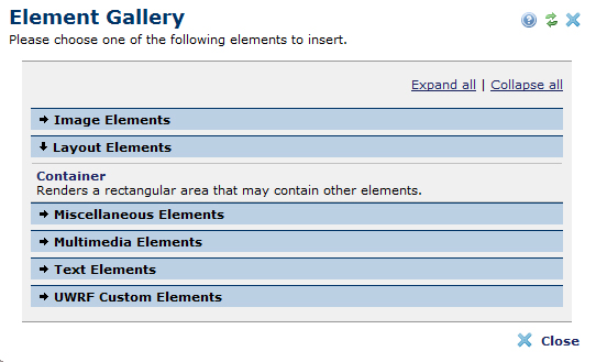 Container: Element Gallery