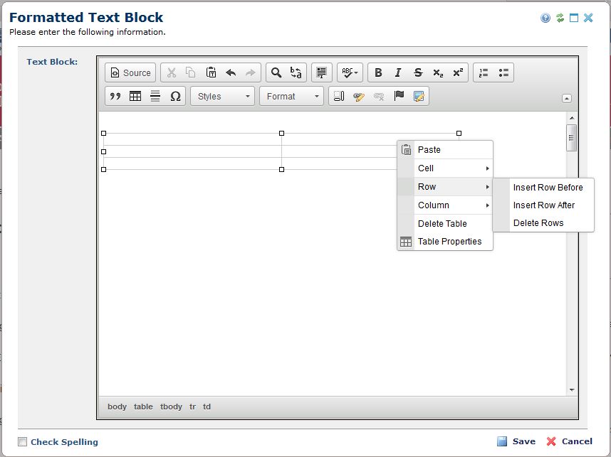 Table Row Column Add Delete