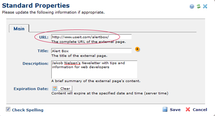 Registered URL Standard Properties