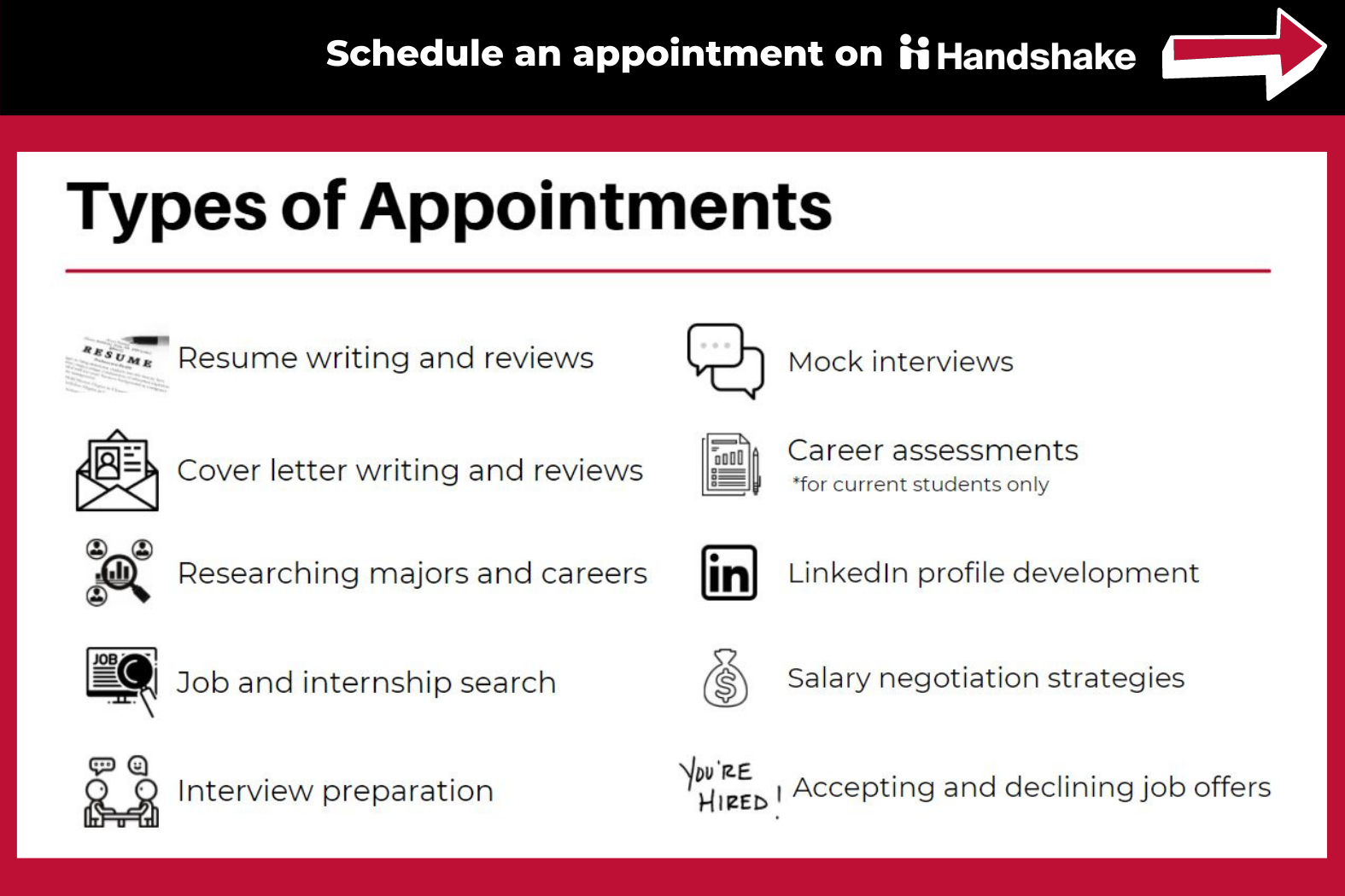 Appointment Types offered by Career Services