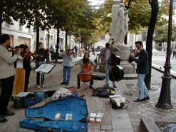 Musicians Along Street