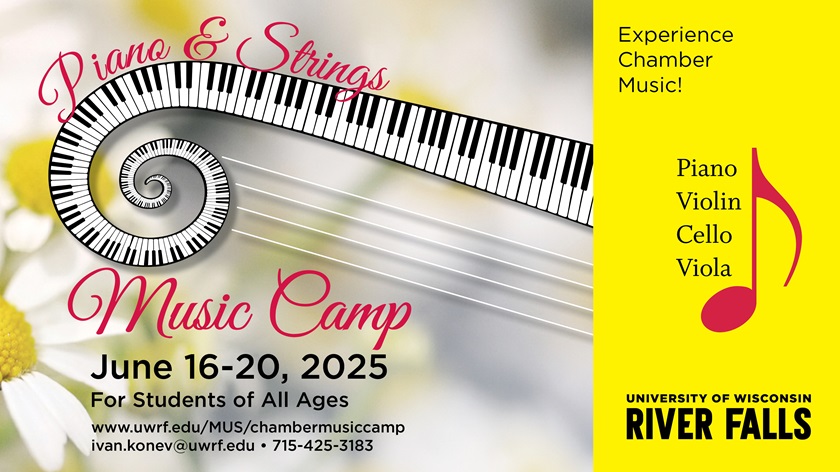 Piano Ans String music Camp June 16-20, 202. For Students of all ages. 