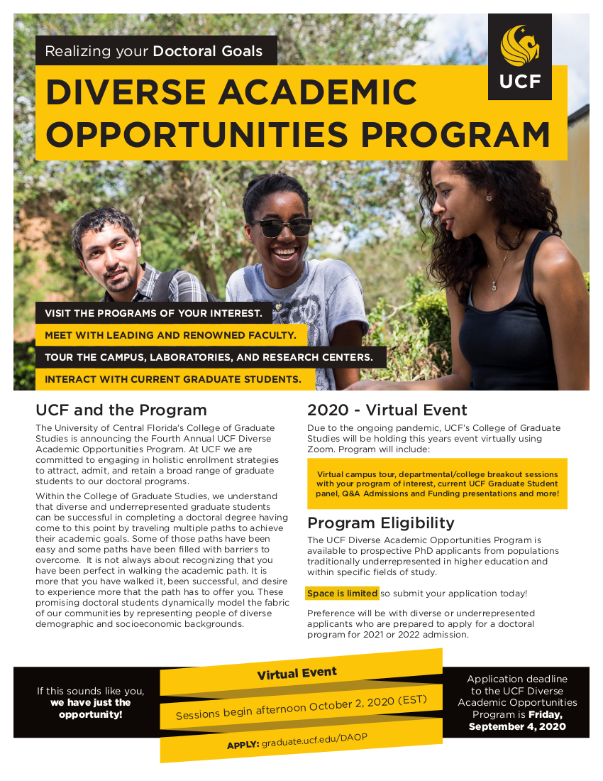 Diverse Academic Opportunities Program Flyer