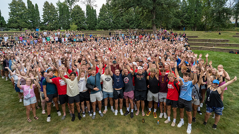 First year students at UWRF gather in the amphitheatre to kick off the new academic year. 