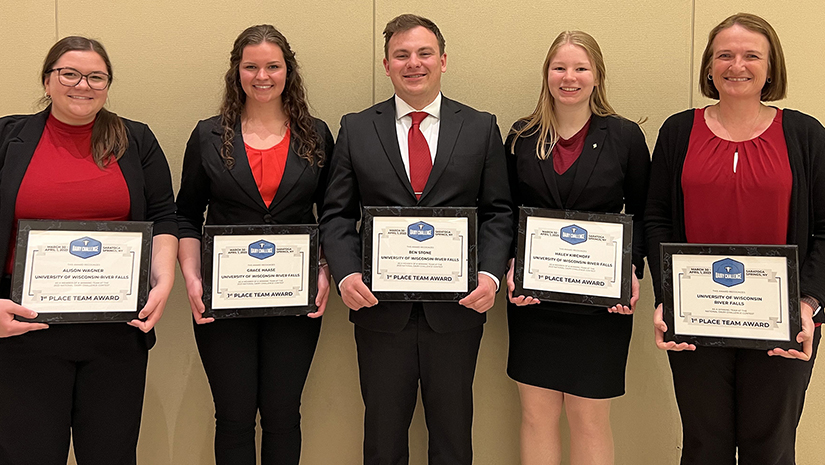 The UW-River Falls Dairy Challenge Team placed first in the annual North American Intercollegiate Dairy Challenge 