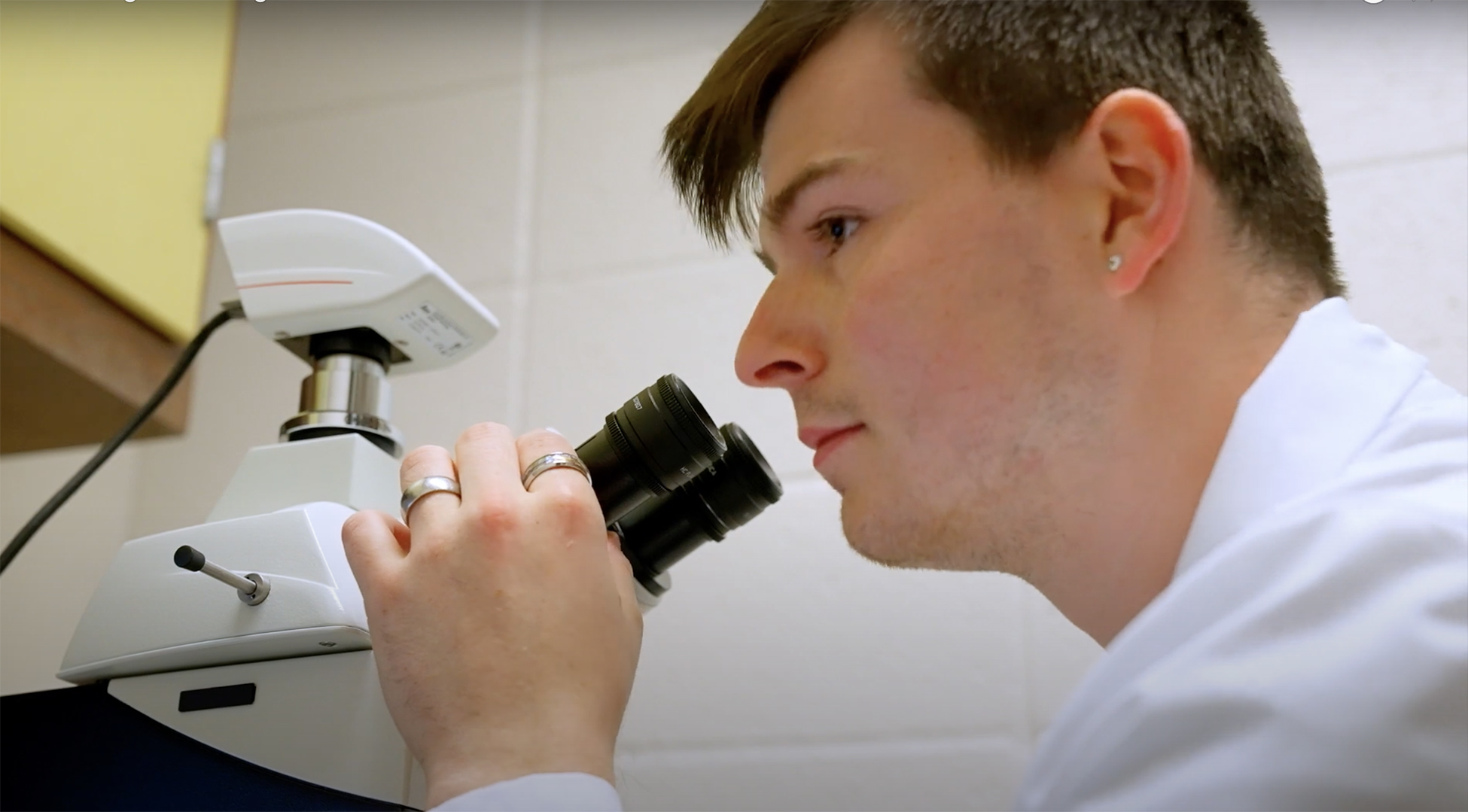 UWRF senior Dylan Jensen works on one of his research projects