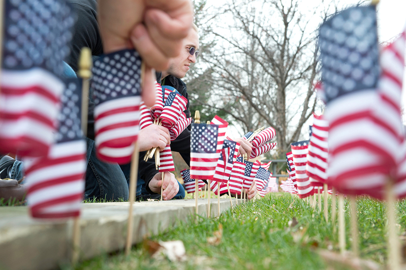 Veterans flags on UC