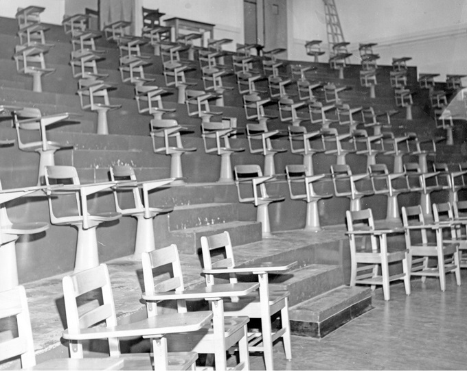 Pit-style lecture hall in North Hall, 1968-69 school year