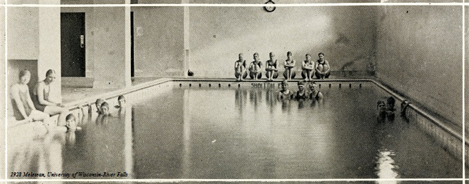 Brand-new swimming pool in the basement of North Hall, 1928