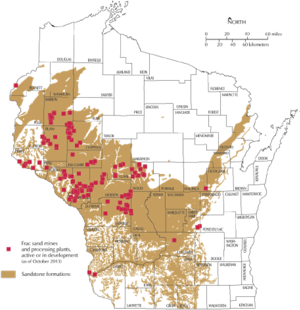 map of WI sand