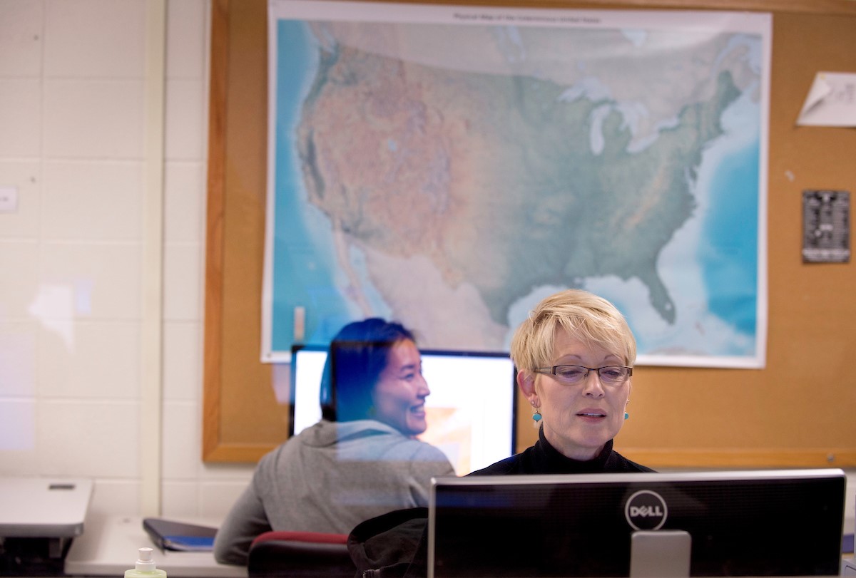 Students working in the GIS Lab