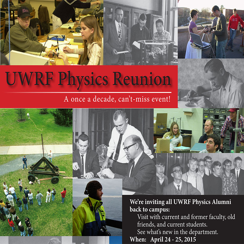Information on Physics Alumni Reunion to be held in April, 2015.