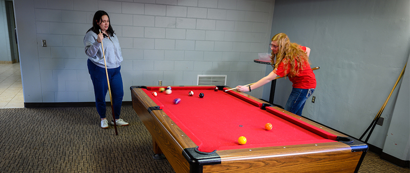 Johnson Hall basement pool table