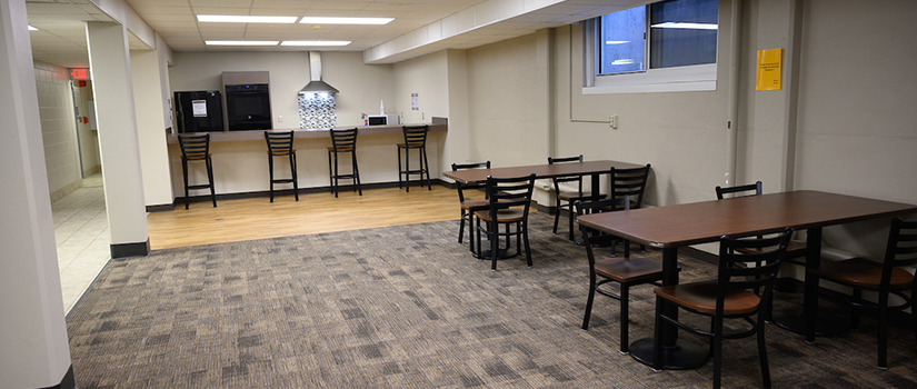 Prucha basement lounge includes a wide variety of seating