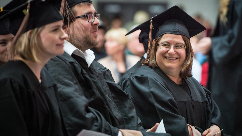 Graduate students at commencement 