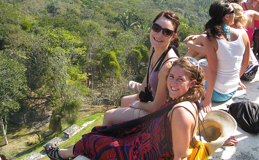 UWRF students enjoy the view atop Mayan temple in Belize