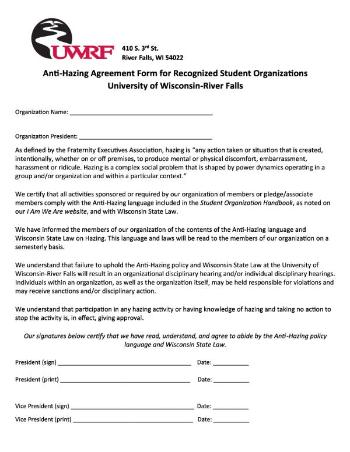 Anti Hazing Agreement