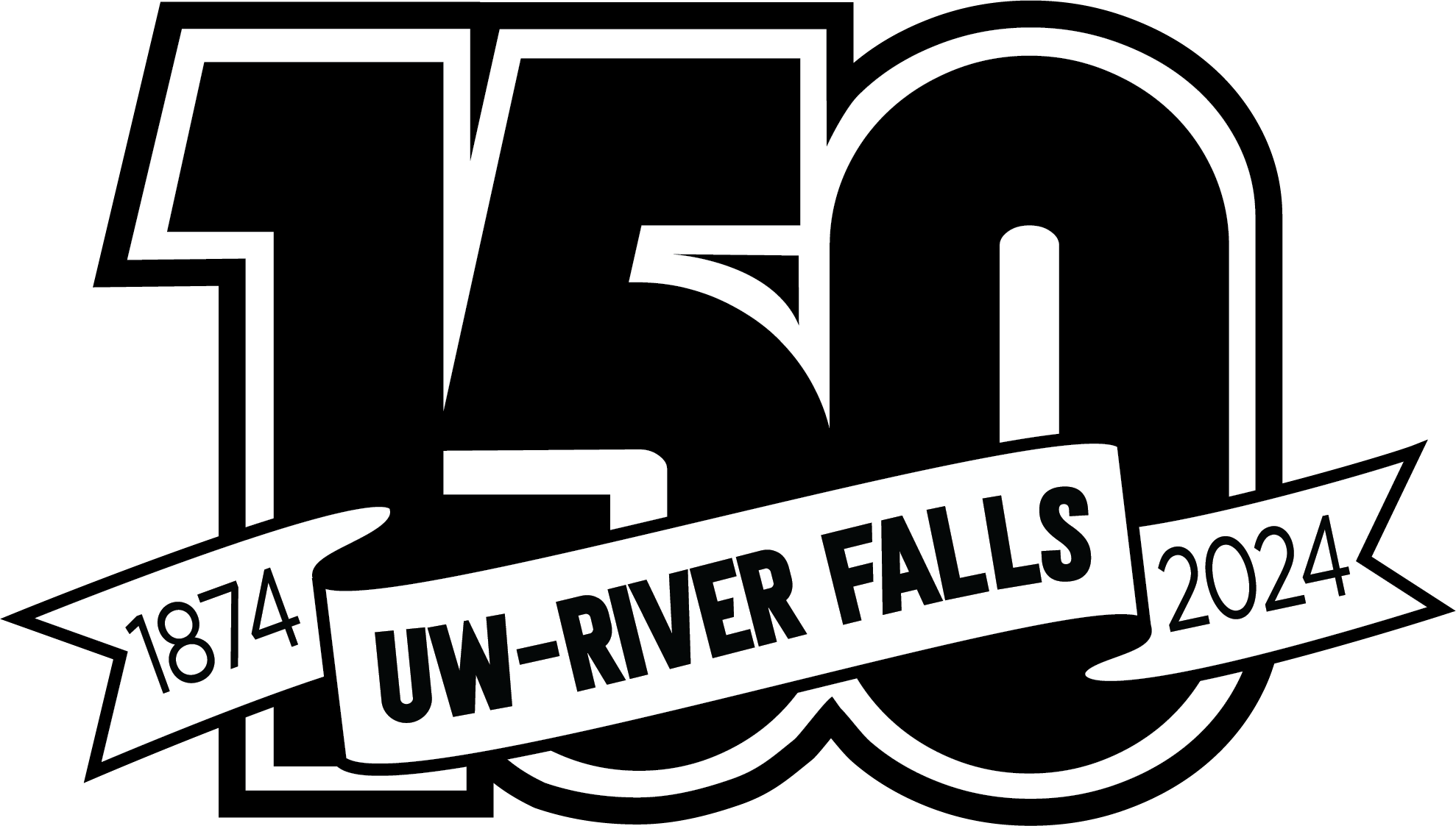150th Black and white logo
