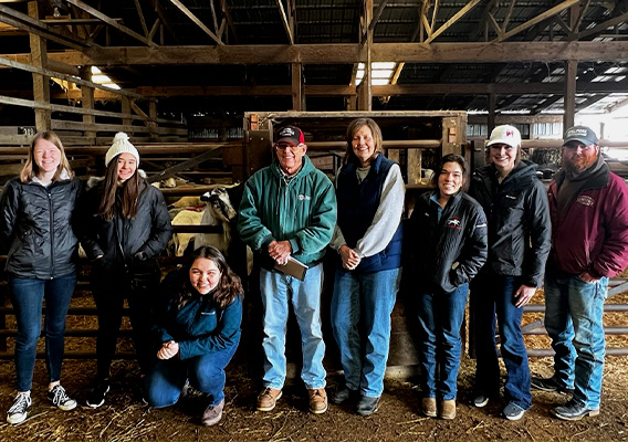 Sheep and Goat Production class pose while out on a field trip