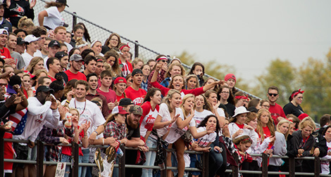 Students in the stands at David Smith Stadium