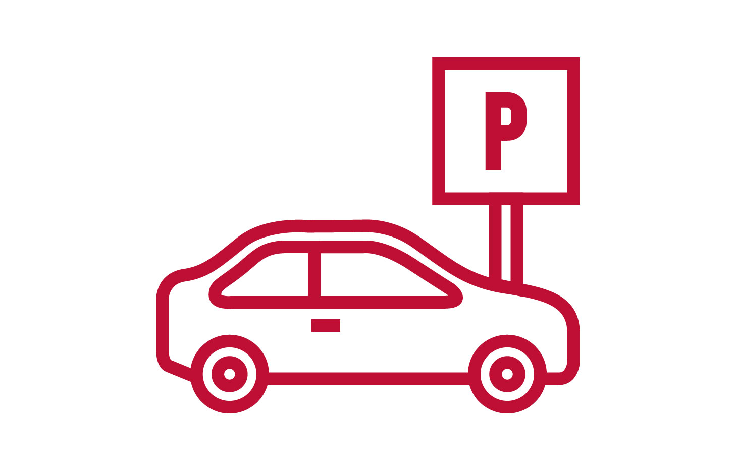 Icon of a car next to a parking sign with a P