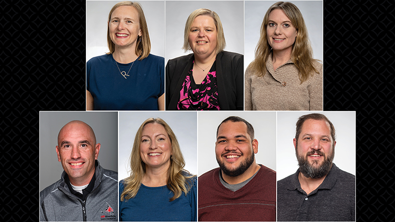 a collage of seven headshots of award winners