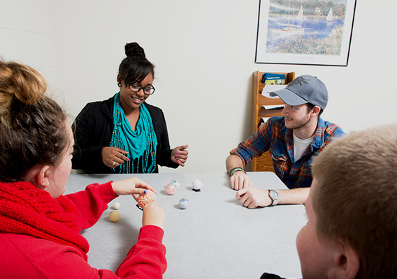 A group of students create a discussion during class