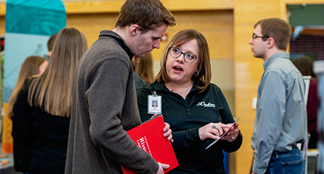 Student attends the annual Career fair in the University Center