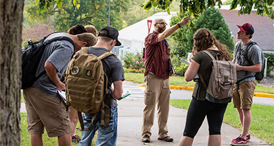 Environmental Science professor holds class outside