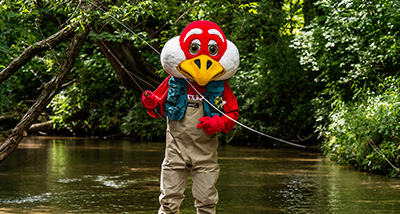 Freddy Falcon fly fishes in the kinnickinnic river