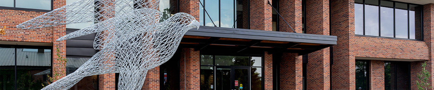 Falcon Statue outside of Rodli Hall