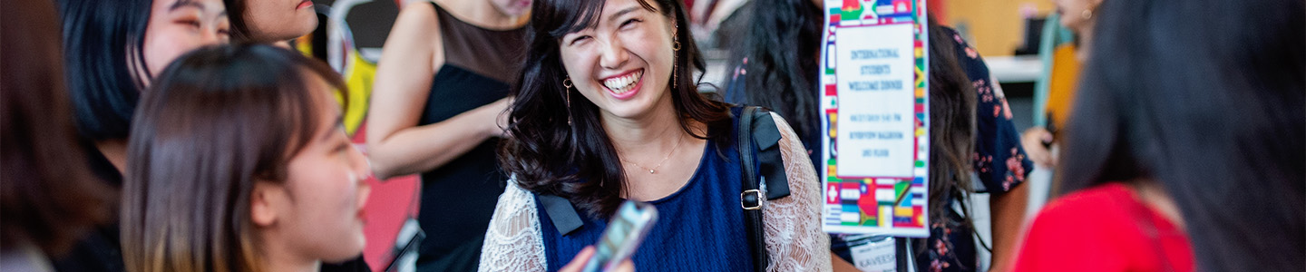 Student attends the International Education Welcome Dinner